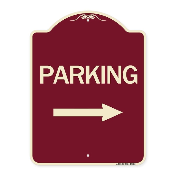 Parking With Right Arrow Heavy-Gauge Aluminum Architectural Sign, 24" x 18", BU-1824-24623